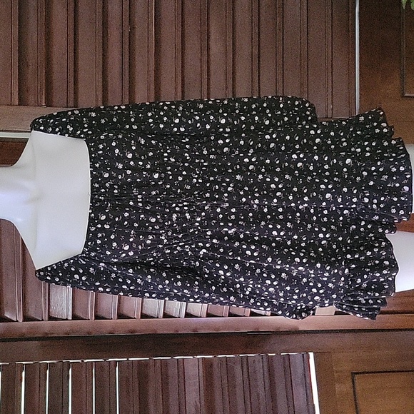 Altar'd State Mini Dress Black Floral Long Sleeve Boho Hippie Milkmaid Medium - Picture 1 of 11